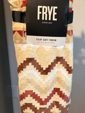 FRYE Tan, Cream and Brown Geometric Silky Soft Throw
